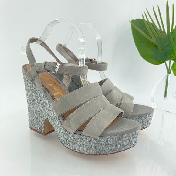 Sam Edelman Shoes - Sam Edelman Liora Chunky Platform Heels Sz 11 Gray Suede Strappy Sandals